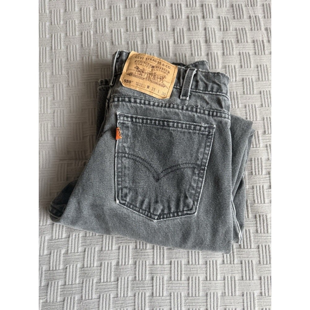 Vintage 1996 Levi's 550 Faded Black Denim Jeans Orange Tab 31x30 Relaxed Tapered